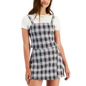 Self Esteem Juniors' Size Large Printed Layer-Look Top White/Purple Plaid NWT